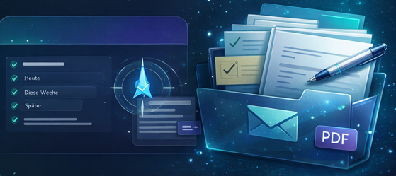 Illustration: To-do-Liste, Zuständigkeiten, Dokumente und PDF